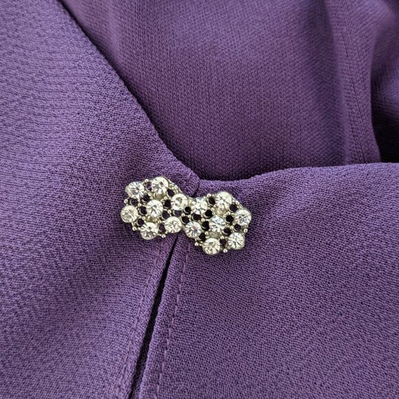 Patra Chiffon Tiered Dress Purple Violet Evening Wedding Party Rhinestones - Picture 8 of 12